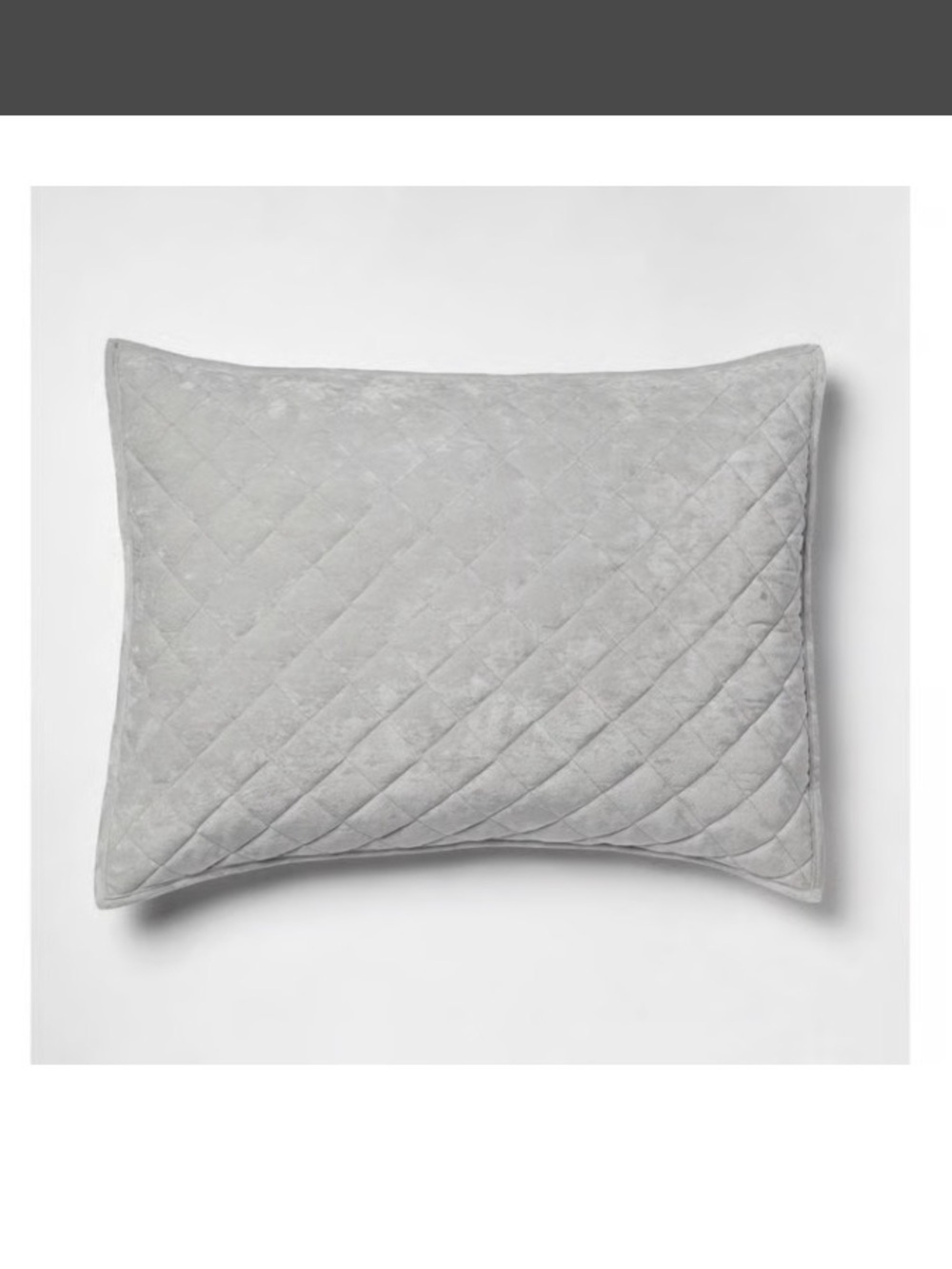 2x Diamond Stitch Velvet Quilt Shams in Light Gray OEKO- TEX Certified Polyester